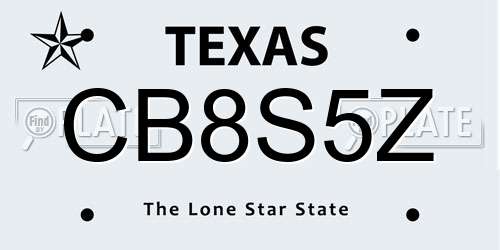 CB8S5Z Texas License Plate