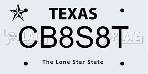 CB8S8T Texas License Plate
