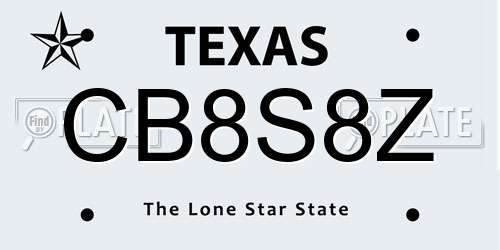 CB8S8Z Texas License Plate