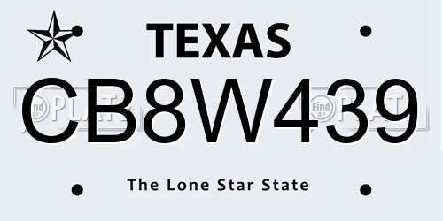 CB8W439 Texas License Plate