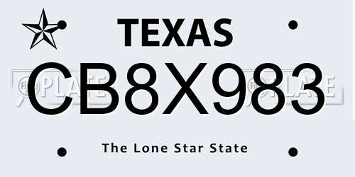 CB8X983 Texas License Plate