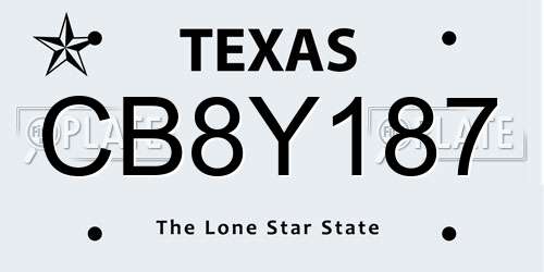 CB8Y187 Texas License Plate