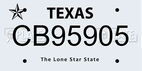 CB95905 Texas License Plate