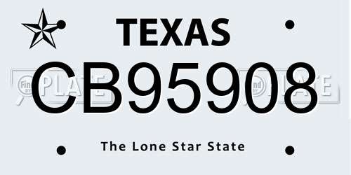 CB95908 Texas License Plate