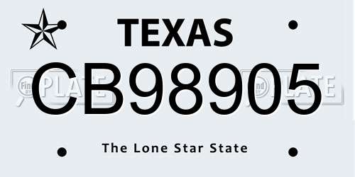 CB98905 Texas License Plate
