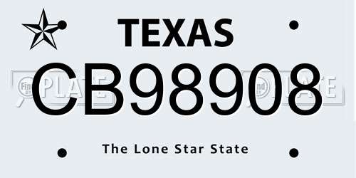 CB98908 Texas License Plate