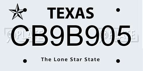 CB9B905 Texas License Plate