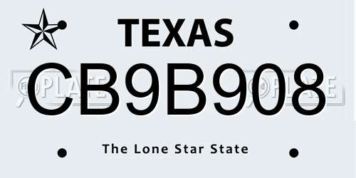 CB9B908 Texas License Plate