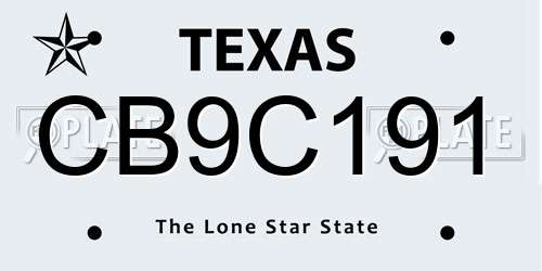 CB9C191 Texas License Plate