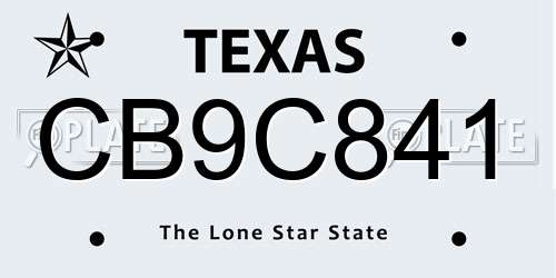 CB9C841 Texas License Plate