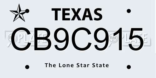 CB9C915 Texas License Plate