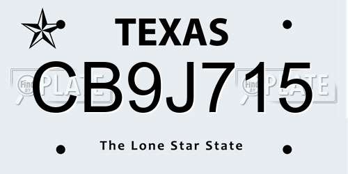 CB9J715 Texas License Plate