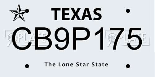 CB9P175 Texas License Plate