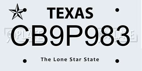 CB9P983 Texas License Plate