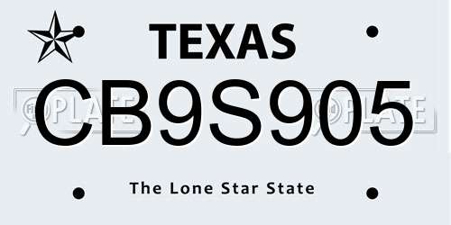 CB9S905 Texas License Plate