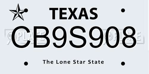 CB9S908 Texas License Plate