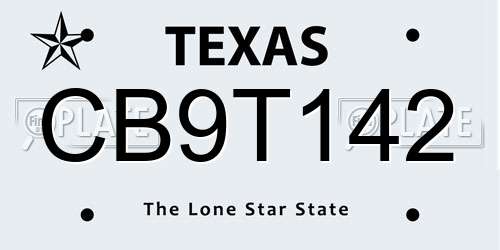 CB9T142 Texas License Plate