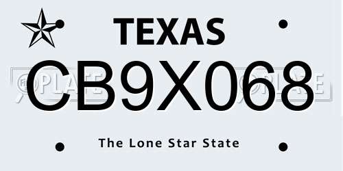 CB9X068 Texas License Plate