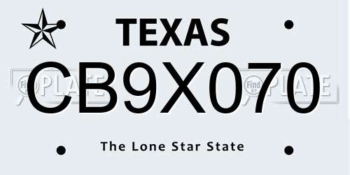 CB9X070 Texas License Plate