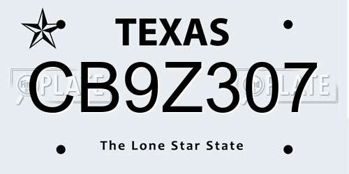 CB9Z307 Texas License Plate