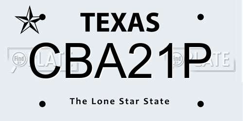CBA21P Texas License Plate