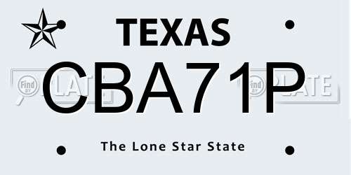 CBA71P Texas License Plate