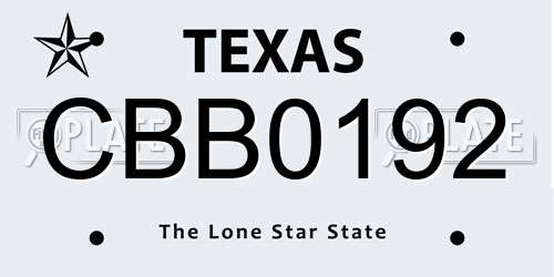 CBB0192 Texas License Plate