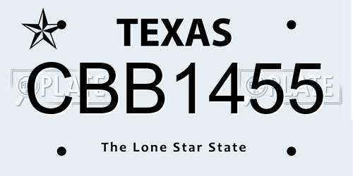 CBB1455 Texas License Plate