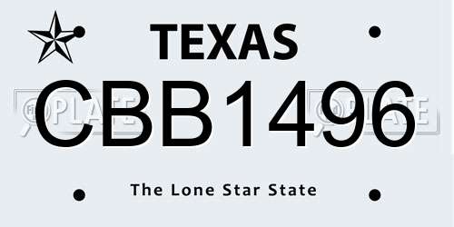 CBB1496 Texas License Plate