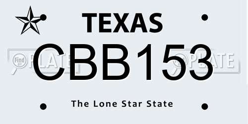 CBB153 Texas License Plate