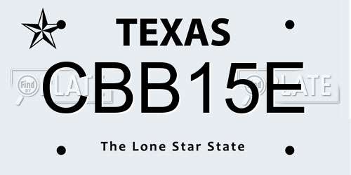 CBB15E Texas License Plate