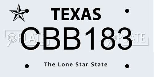 CBB183 Texas License Plate