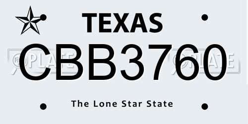 CBB3760 Texas License Plate