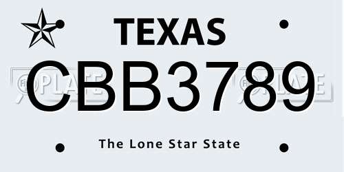 CBB3789 Texas License Plate