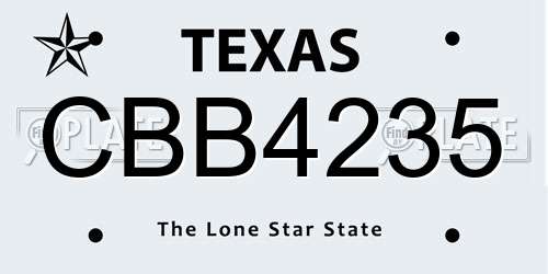 CBB4235 Texas License Plate