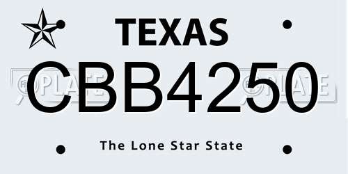 CBB4250 Texas License Plate