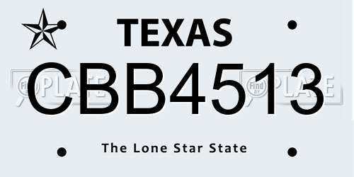 CBB4513 Texas License Plate