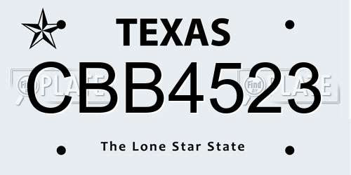 CBB4523 Texas License Plate