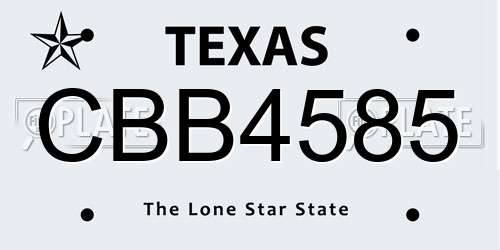 CBB4585 Texas License Plate