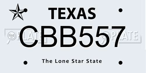 CBB557 Texas License Plate
