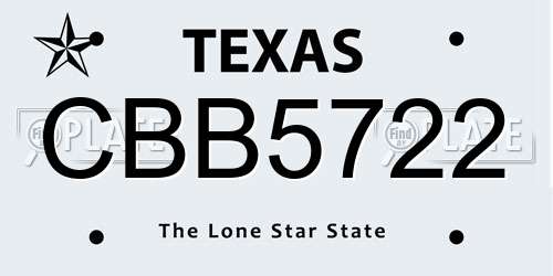 CBB5722 Texas License Plate
