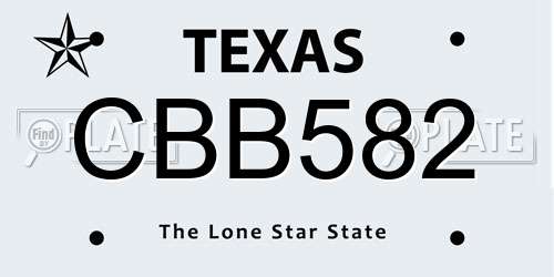 CBB582 Texas License Plate