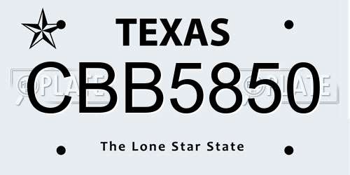 CBB5850 Texas License Plate