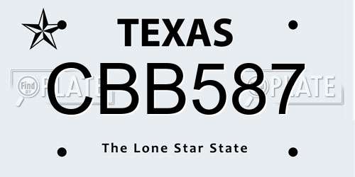 CBB587 Texas License Plate