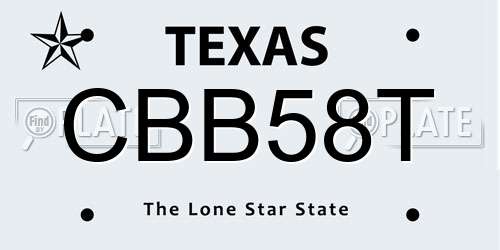 CBB58T Texas License Plate