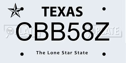 CBB58Z Texas License Plate