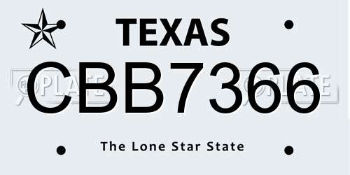CBB7366 Texas License Plate
