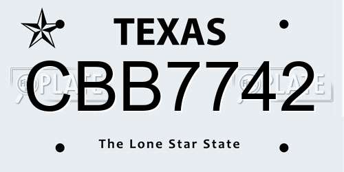 CBB7742 Texas License Plate