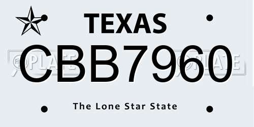 CBB7960 Texas License Plate