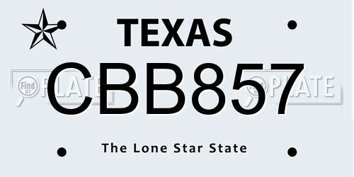 CBB857 Texas License Plate